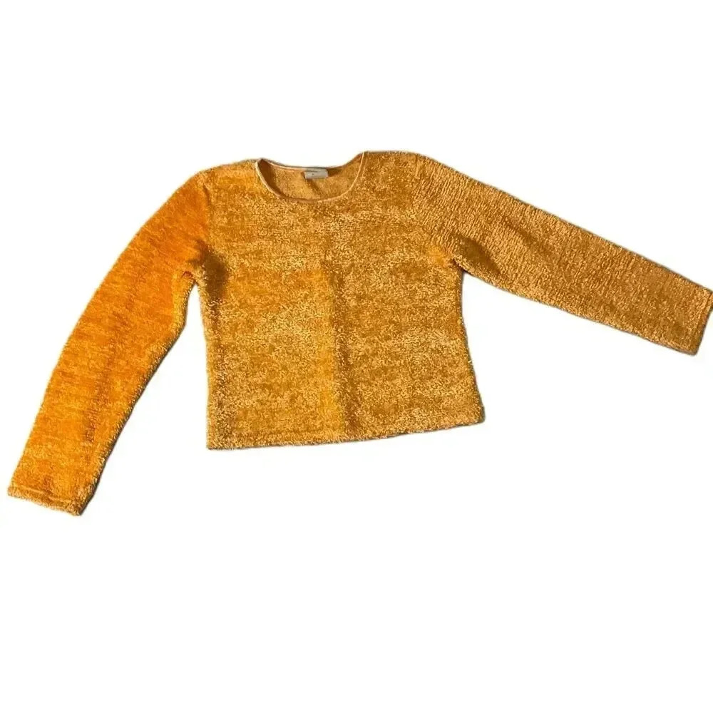 Emergency Exit Orange Fuzzy Long‎ Sleeve Pullover Sweater Womens Size Small